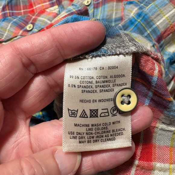 Anthropologie Postage Stamp plaid western style shirt - size 10 - Picture 6 of 8